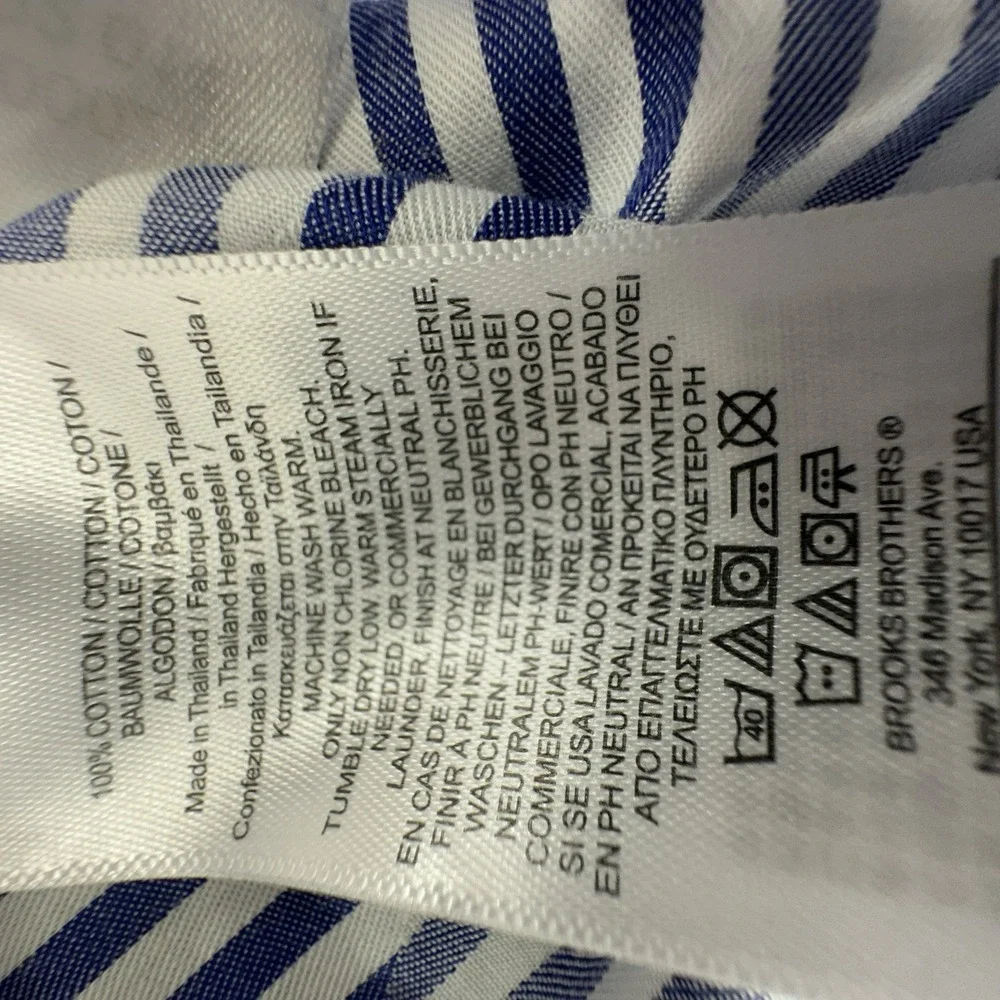 Brooks Brothers Red Fleece Womens 0 Blue White Stripe Button Down Cotton Shirt - Picture 5 of 8